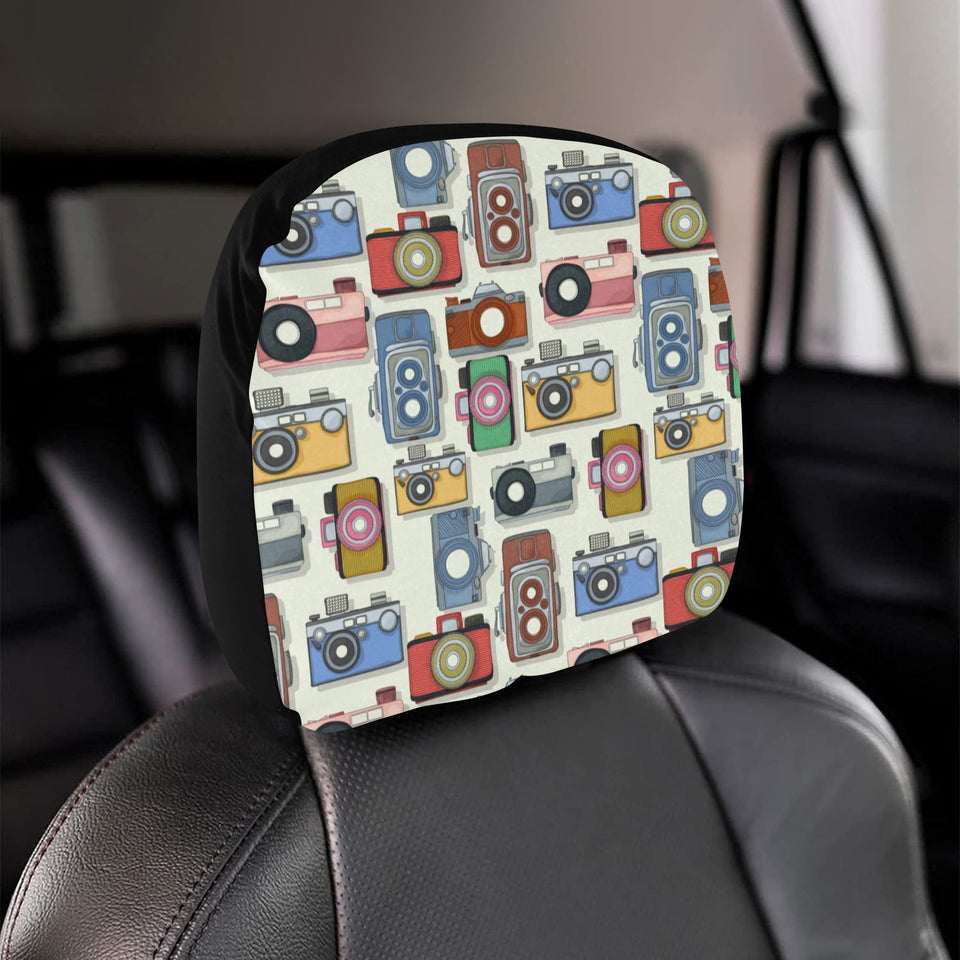 Camera Pattern Print Design 05 Car Headrest Cover