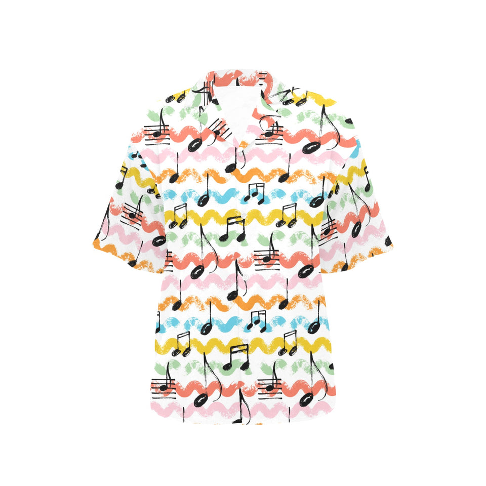 Music Notes Pattern Print Design 01 Women's All Over Print Hawaiian Shirt