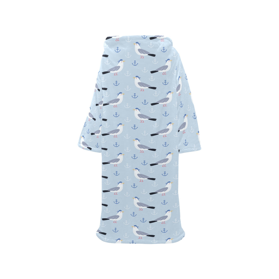 Pigeon Pattern Print Design 03 Blanket Robe with Sleeves