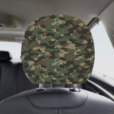 Green Camo Camouflage Honeycomb Pattern Car Headrest Cover