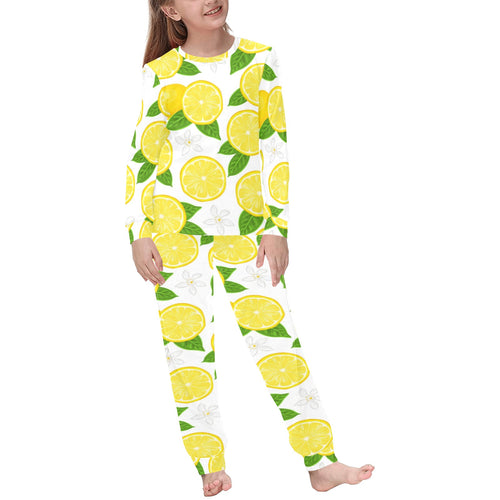 Lemon Flower Pattern Kids' Boys' Girls' All Over Print Pajama Set