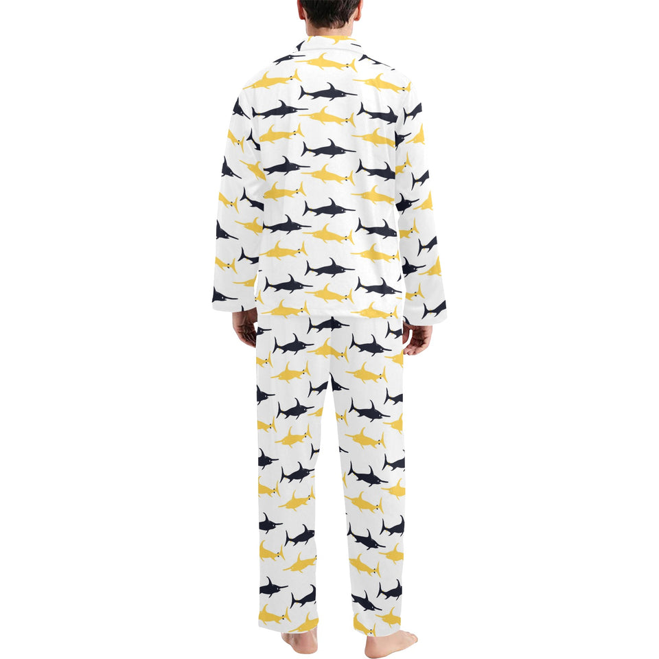 Swordfish Pattern Print Design 05 Men's Long Pajama Set