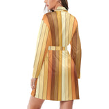 Wood Printed Pattern Print Design 01 Women's Long Sleeve Belted Night Robe