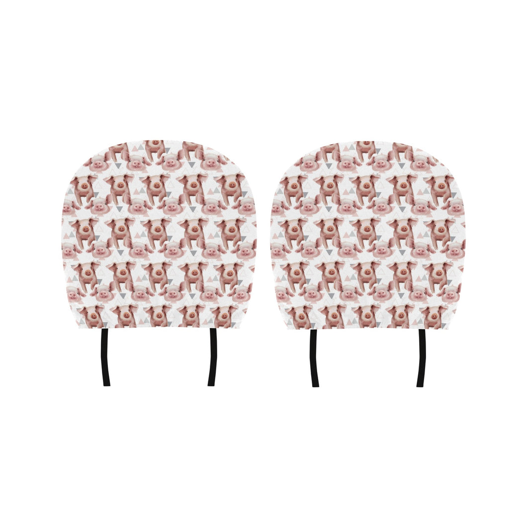 Pig Pattern Print Design 04 Car Headrest Cover