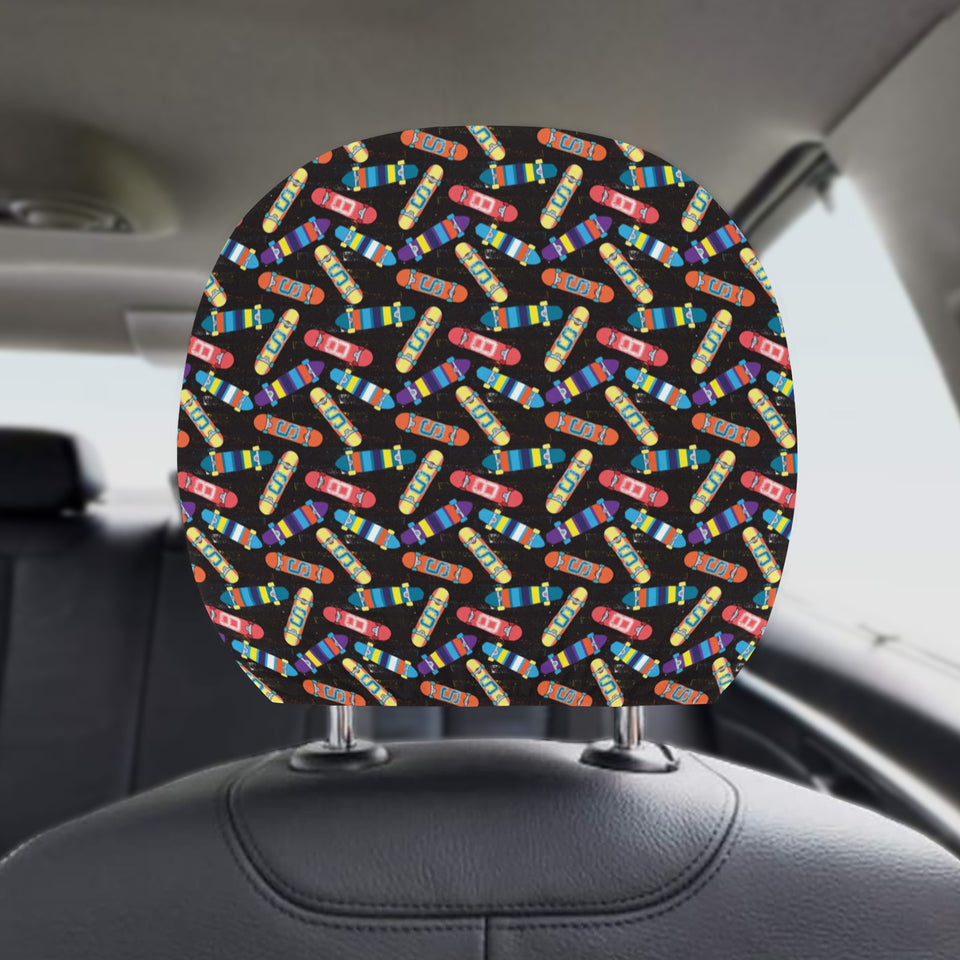 Skate Board Pattern Print Design 02 Car Headrest Cover