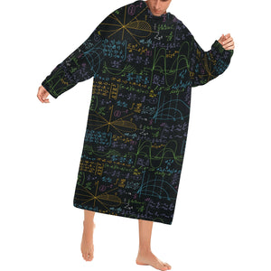 Math Pattern Print Design 04 Blanket Robe with Sleeves