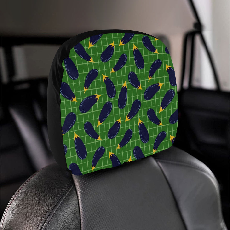 Eggplant Pattern Print Design 04 Car Headrest Cover