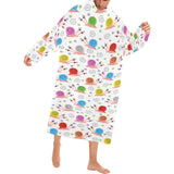 Snail Pattern Print Design 05 Blanket Robe with Sleeves