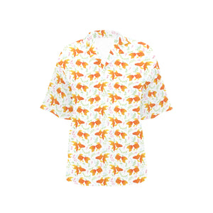 Goldfish Pattern Print Design 03 Women's All Over Print Hawaiian Shirt