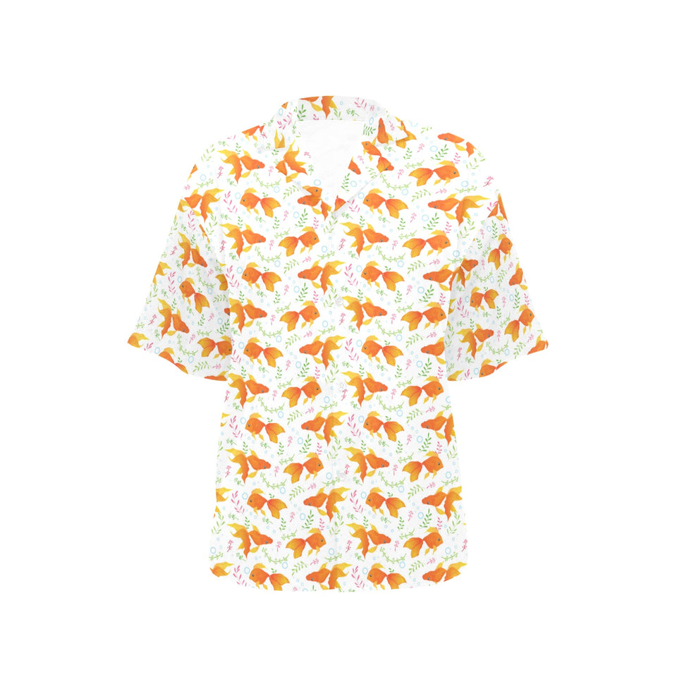 Goldfish Pattern Print Design 03 Women's All Over Print Hawaiian Shirt