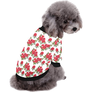 Rose Pattern Print Design 05 All Over Print Pet Dog Round Neck Fuzzy Shirt