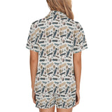 Skate Board Pattern Print Design 01 Women's V-Neck Short Pajama Set