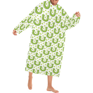 Horseshoes Pattern Print Design 02 Blanket Robe with Sleeves