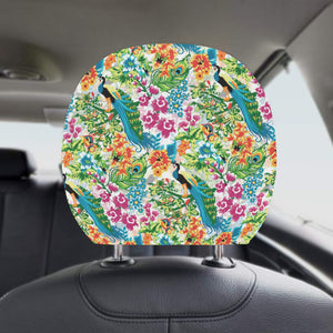 Colorful Peacock Pattern Car Headrest Cover