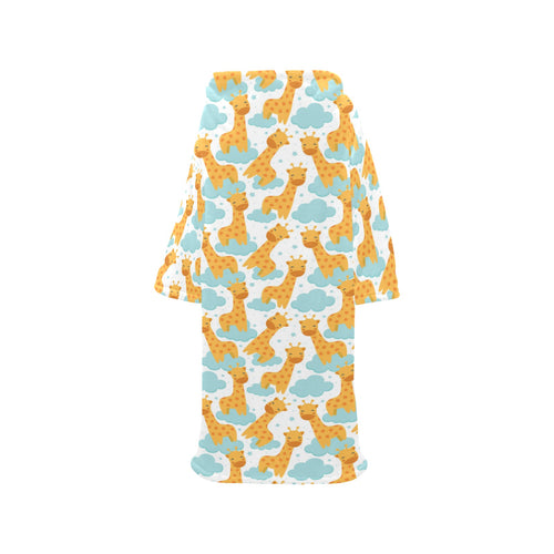 Giraffe Pattern Print Design 05 Blanket Robe with Sleeves