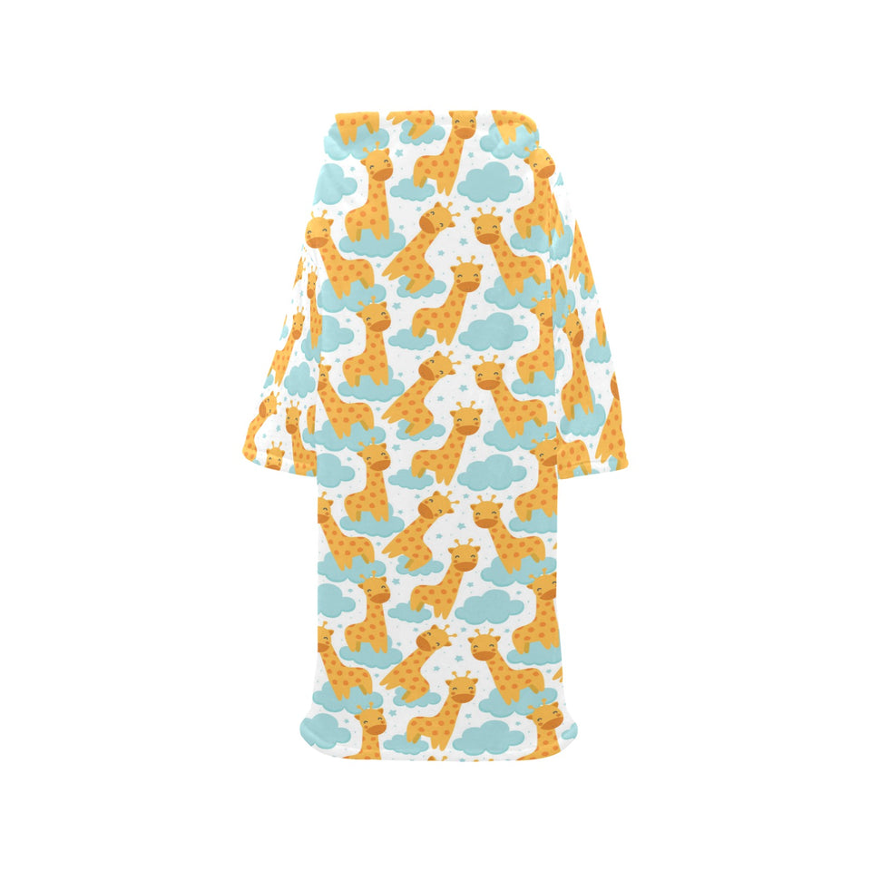 Giraffe Pattern Print Design 05 Blanket Robe with Sleeves