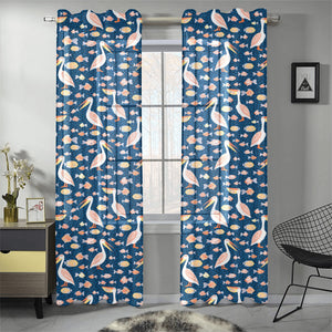 Pelican Pattern Print Design 01 Gauze Curtain