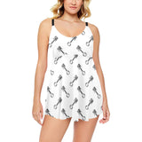 Engine Piston Pattern Print Design 02 Chest Sexy Pleated Two Piece Swim Dress