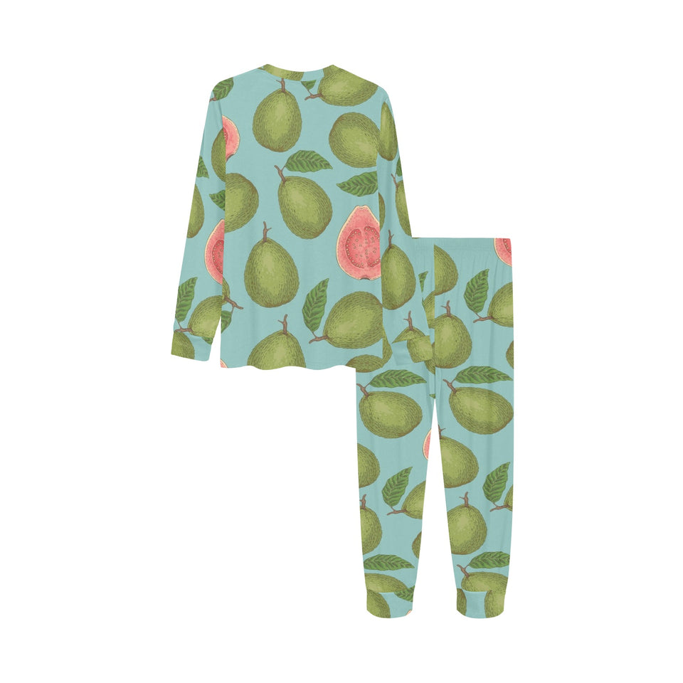 Guava Pattern Green Background Kids' Boys' Girls' All Over Print Pajama Set