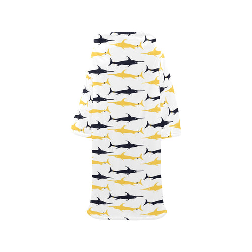 Swordfish Pattern Print Design 05 Blanket Robe with Sleeves