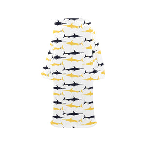 Swordfish Pattern Print Design 05 Blanket Robe with Sleeves