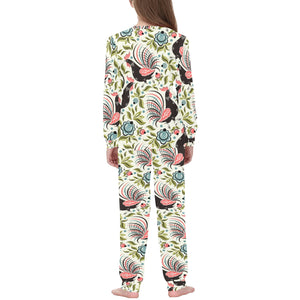 Rooster Chicken Leaves Pattern Kids' Boys' Girls' All Over Print Pajama Set