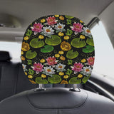 Lotus Waterlily Flower Pattern Background Car Headrest Cover