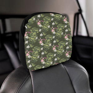 Green Dragon Rose Flower Pattern Car Headrest Cover