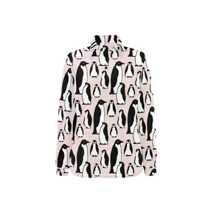 Penguin Pattern Background Women's Long Sleeve Polo Shirt