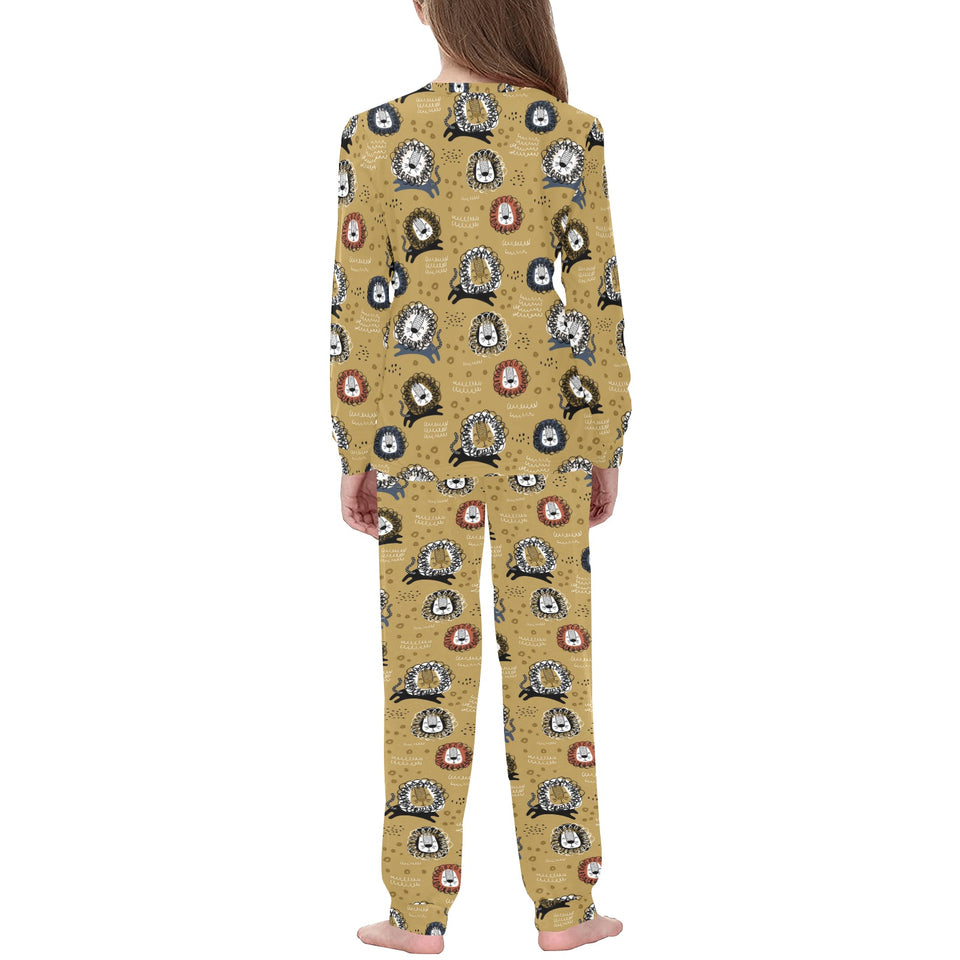 Lion Pattern Print Design 03 Kids' Boys' Girls' All Over Print Pajama Set