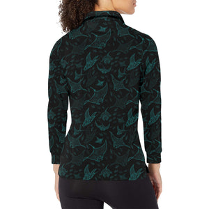 Stingray Pattern Print Design 02 Women's Long Sleeve Polo Shirt