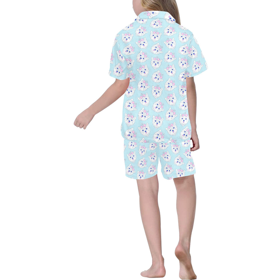 Yorkshire Terrier Pattern Print Design 01 Kids' Boys' Girls' V-Neck Short Pajama Set