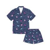 Stingray Pattern Print Design 05 Kids' Boys' Girls' V-Neck Short Pajama Set