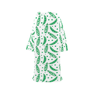 Green Peas Pattern Print Design 01 Blanket Robe with Sleeves