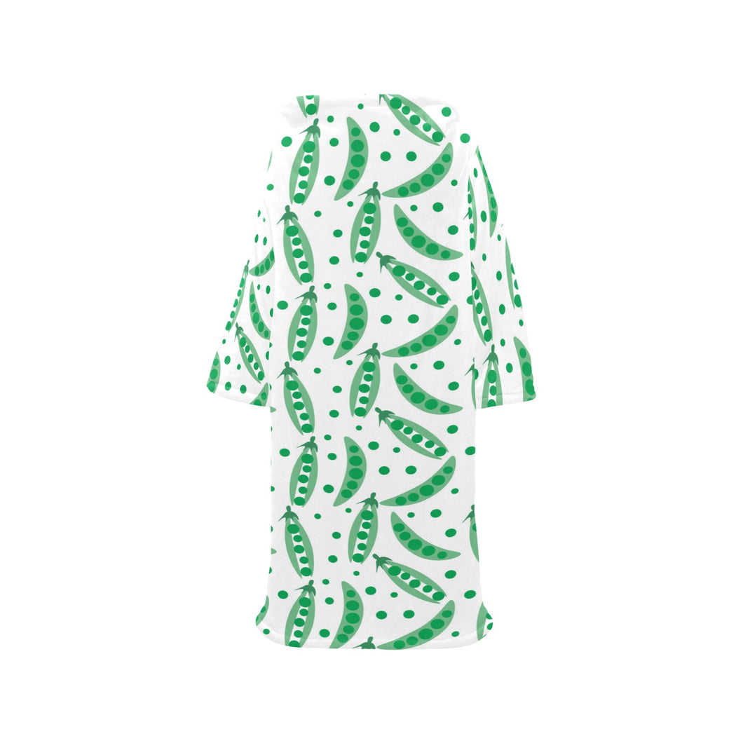 Green Peas Pattern Print Design 01 Blanket Robe with Sleeves