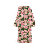 Rose Pattern Print Design 04 Blanket Robe with Sleeves