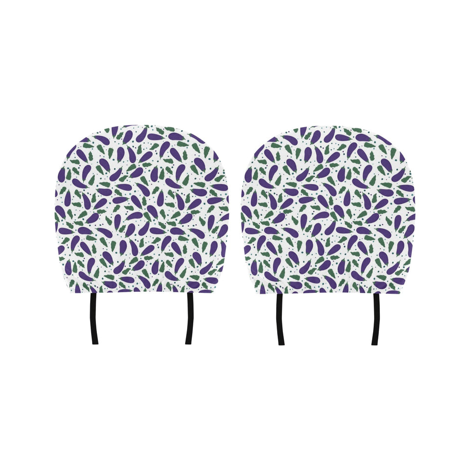 Eggplant Pattern Print Design 05 Car Headrest Cover