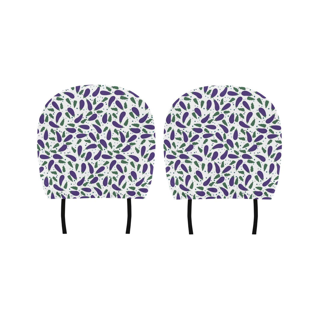 Eggplant Pattern Print Design 05 Car Headrest Cover