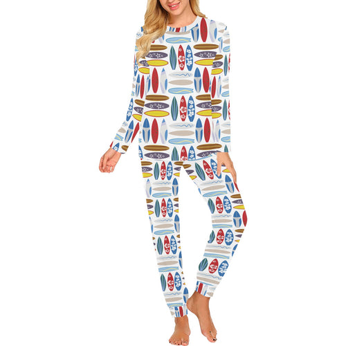 Surfboard Pattern Print Design 02 Women's All Over Print Pajama Set