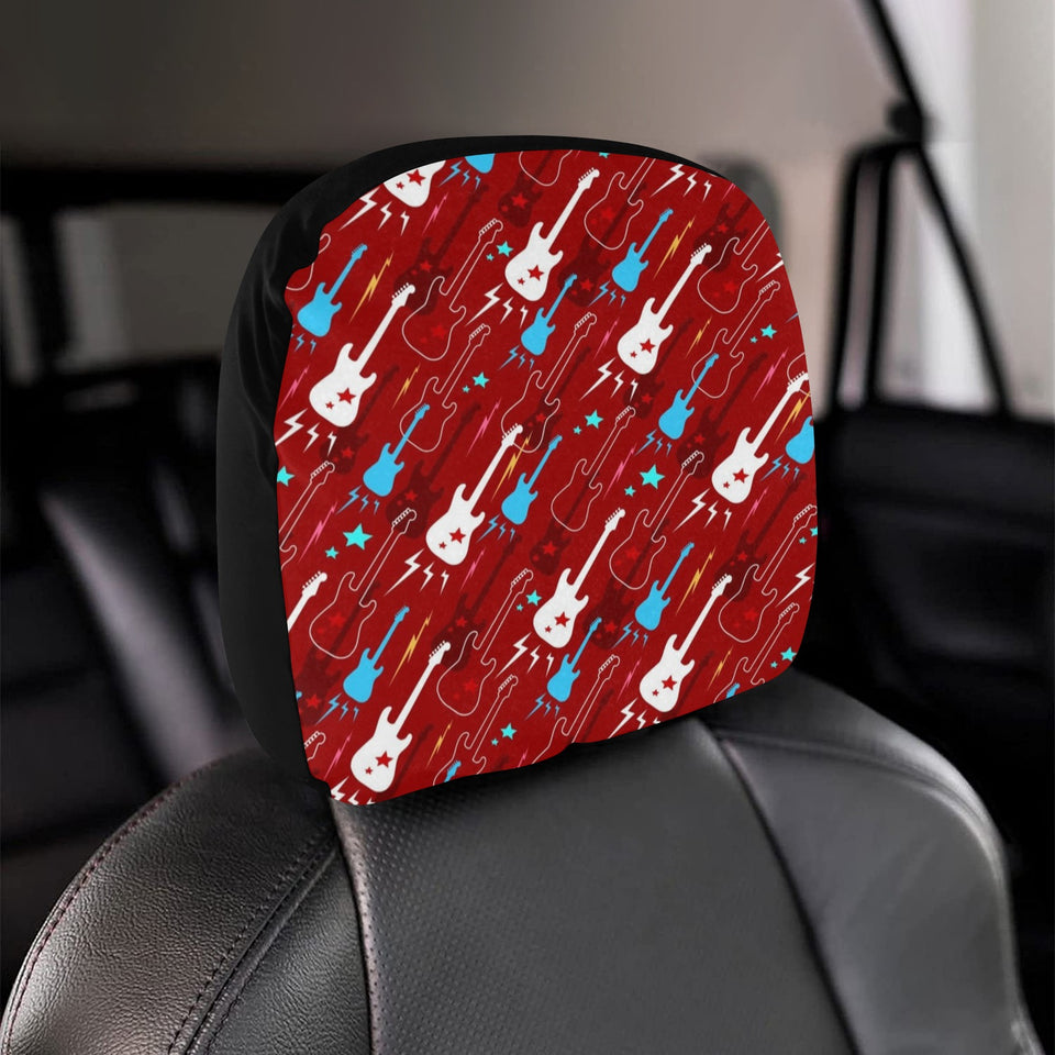 Electical Guitar Red Pattern Car Headrest Cover