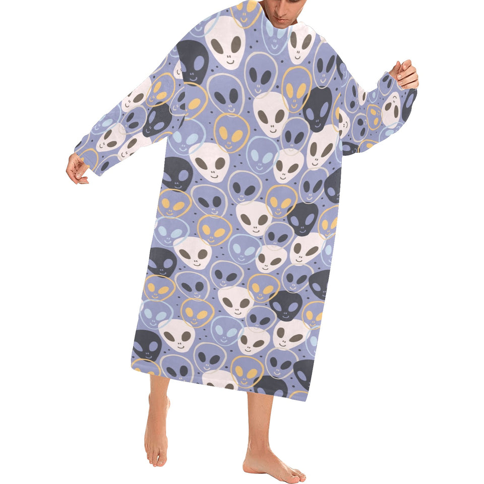 Alien Pattern Print Design 05 Blanket Robe with Sleeves