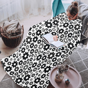 Gear Pattern Print Design 01 Blanket Robe with Sleeves