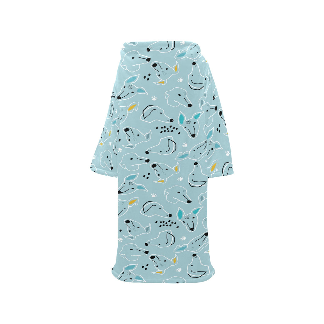 Greyhound Pattern Print Design 03 Blanket Robe with Sleeves