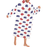 Hamburger Pattern Print Design 04 Blanket Robe with Sleeves