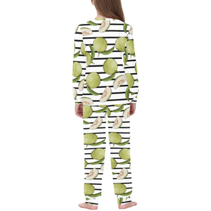 Guava Pattern Stripe background Kids' Boys' Girls' All Over Print Pajama Set