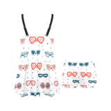 Sun Glasses Pattern Print Design 02 Chest Sexy Pleated Two Piece Swim Dress