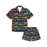 Skate Board Pattern Print Design 03 Kids' Boys' Girls' V-Neck Short Pajama Set