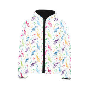 Music Notes Pattern Print Design 02 Kids' Boys' Girls' Padded Hooded Jacket