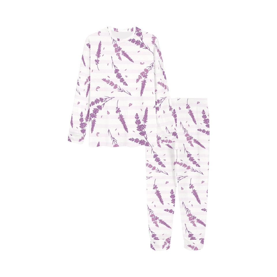 Lavender Pattern Stripe Background Kids' Boys' Girls' All Over Print Pajama Set