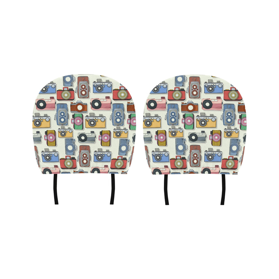 Camera Pattern Print Design 05 Car Headrest Cover